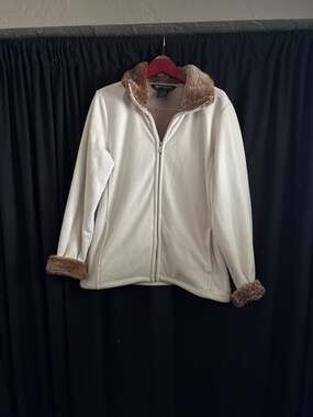 B.C. Clothing Cream Fleece Full-Zip Jacket with Faux Fur Collar and Cuffs